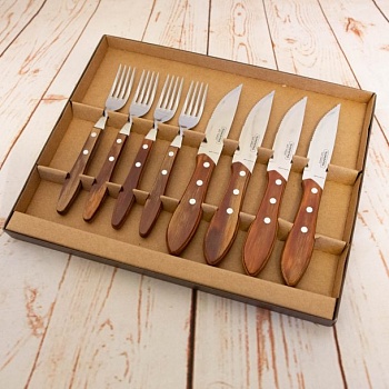 фото Tramontina Churrasco Набор для барбекю 8 пр. 4 ножа и 4 вилки Jumbo 12,5 см, в подар. упаковке (Арт. 21198/459)