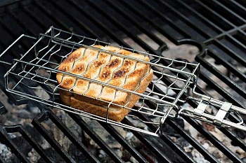 фото Решетка - гриль для сосисок, сэнвичей, хлеба, 21x13 см  с ТЕЛЕСКОПИЧЕСКОЙ РУЧКОЙ  Forester BQ-B1