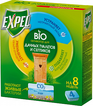 фото Expel биоактиватор для дачных туалетов и септиков, 4 таблетки в уп.(4*20г) (Арт. TT0003)
