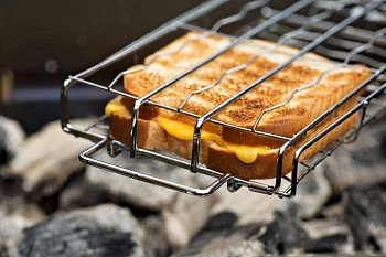 фото Решетка - гриль для сосисок, сэнвичей, хлеба, 21x13 см  с ТЕЛЕСКОПИЧЕСКОЙ РУЧКОЙ  Forester BQ-B1